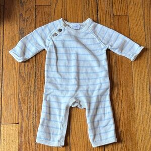 Mud Pie Baby Blue and Cream Striped Footie 0-3 months